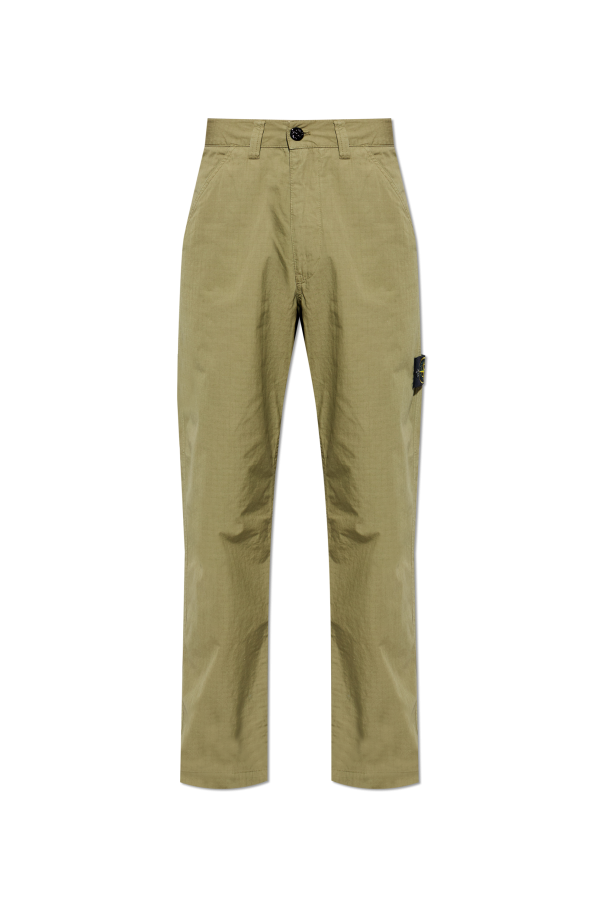Stone Island GREEN Cotton trousers with tapered legs 1