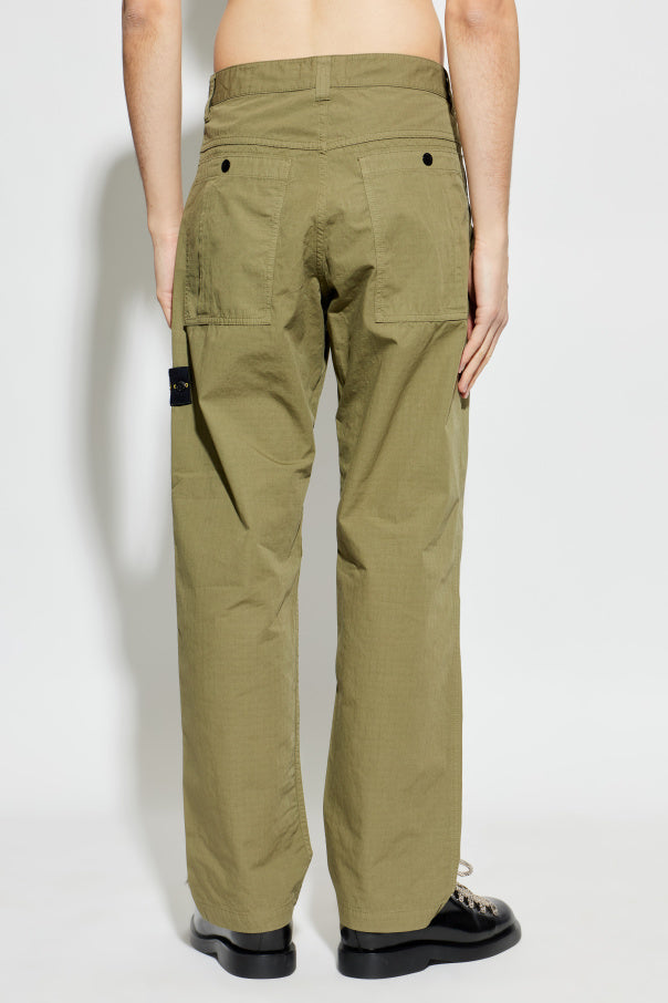 Stone Island GREEN Cotton trousers with tapered legs 4
