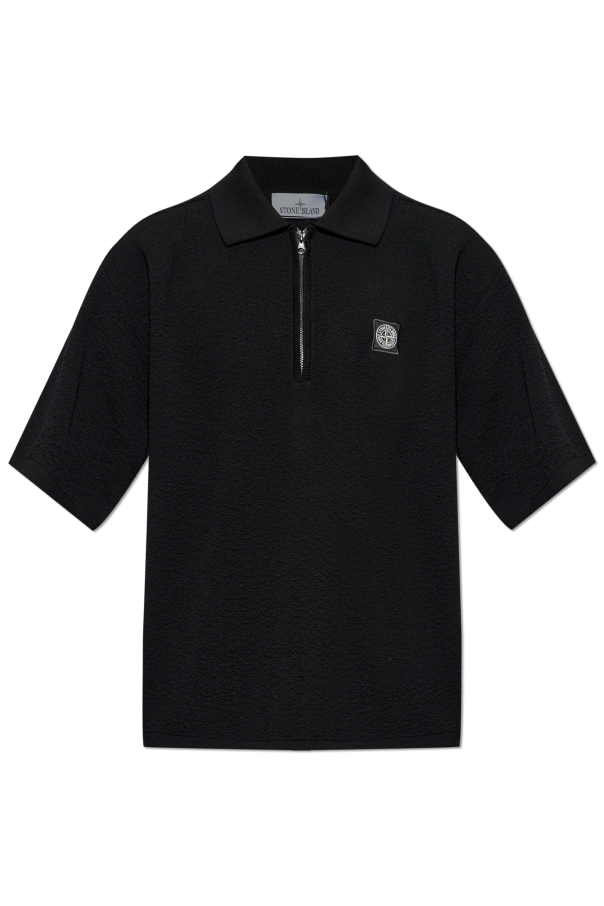 Stone Island BLACK Polo with logo patch 1