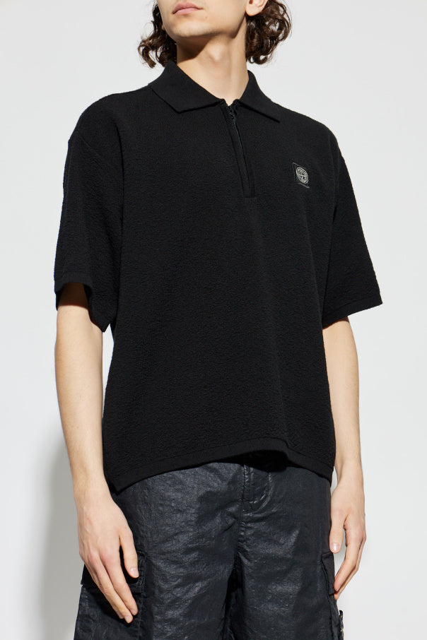 Stone Island BLACK Polo with logo patch 3