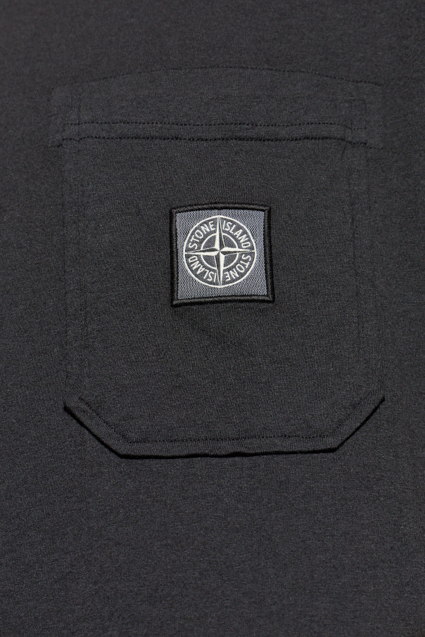 Stone Island BLACK T-shirt with pocket 5