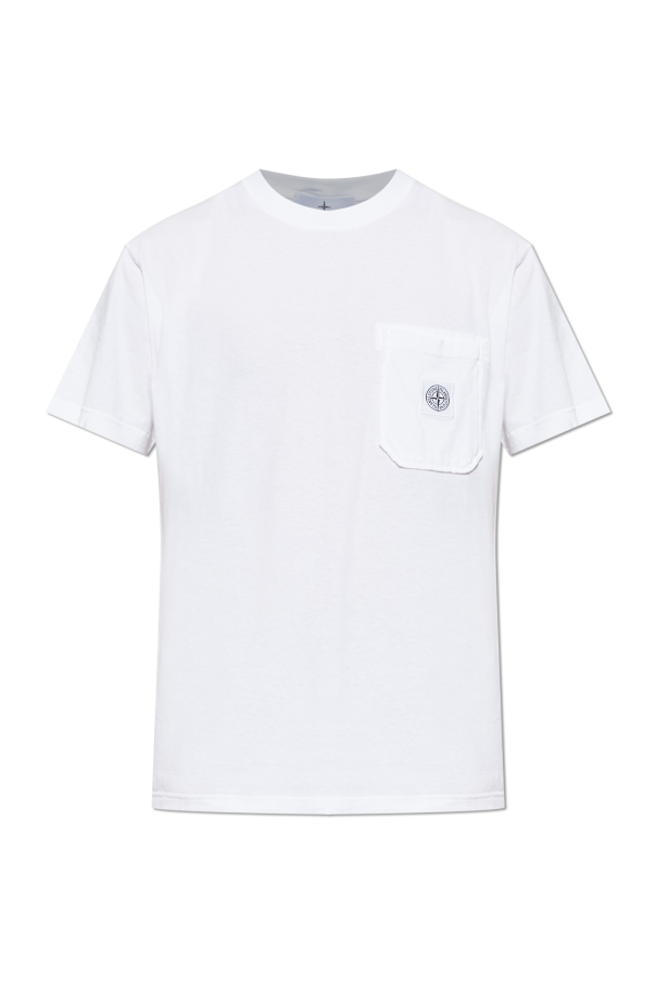 Stone Island WHITE T-shirt with pocket 1