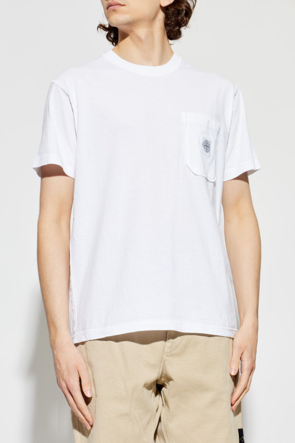 Stone Island WHITE T-shirt with pocket 3