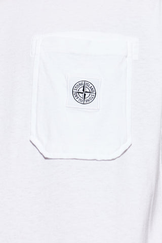 Stone Island WHITE T-shirt with pocket 5