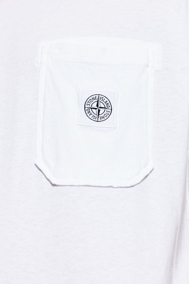 Stone Island WHITE T-shirt with pocket 5
