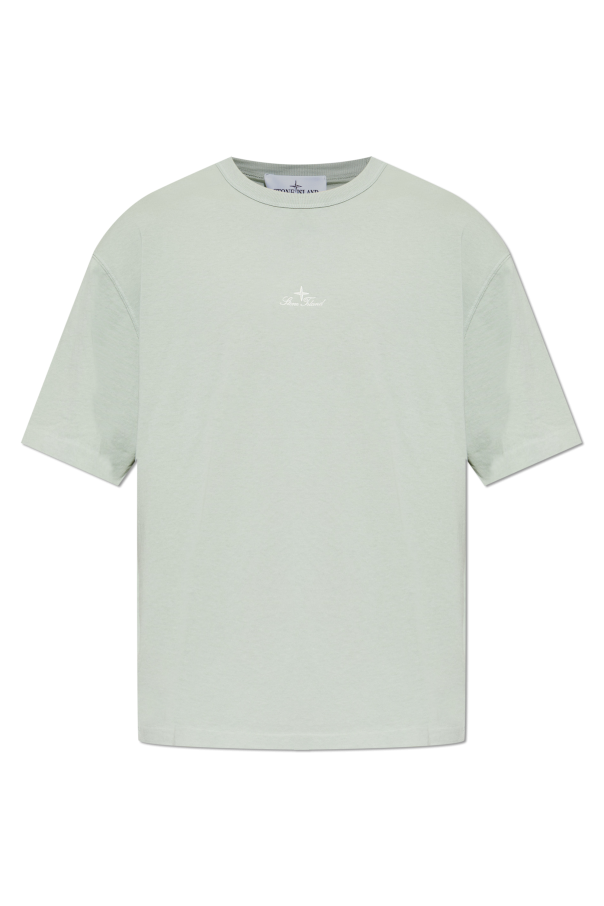 Stone Island GREEN T-shirt with embroidered logo 1