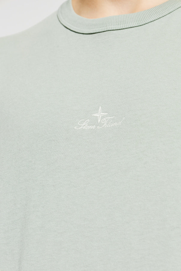 Stone Island GREEN T-shirt with embroidered logo 5