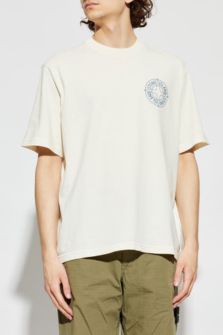 Stone Island cream T-shirt with printed logo 3