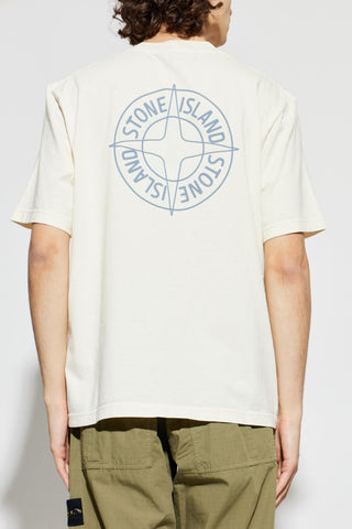 Stone Island cream T-shirt with printed logo 4