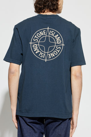 Stone Island NAVY BLUE T-shirt with printed logo 4