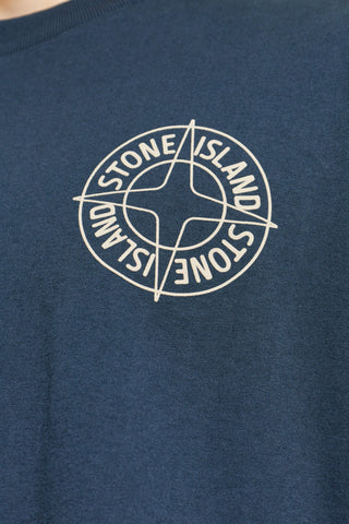 Stone Island NAVY BLUE T-shirt with printed logo 5