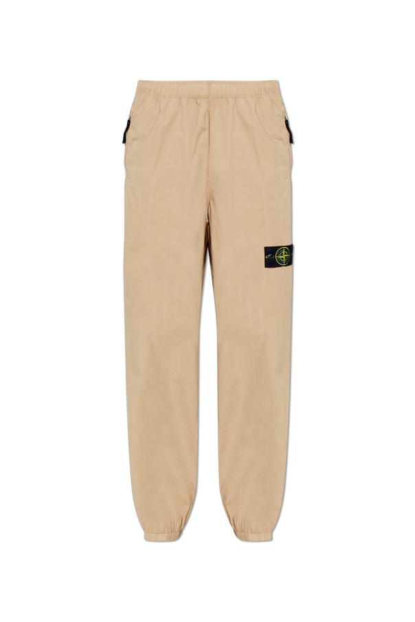 Stone Island BROWN Trousers with logo patch 1
