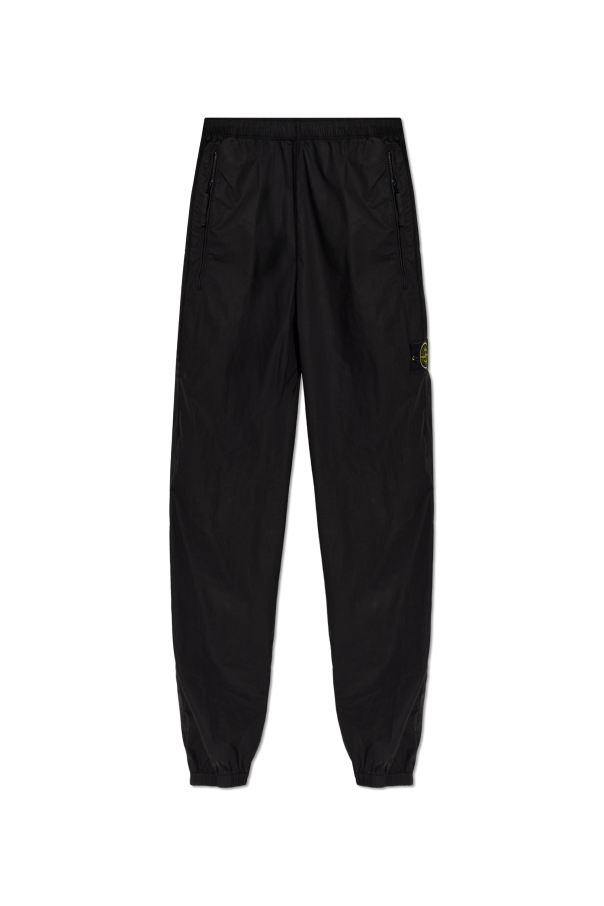 Stone Island BLACK Trousers with logo patch 1