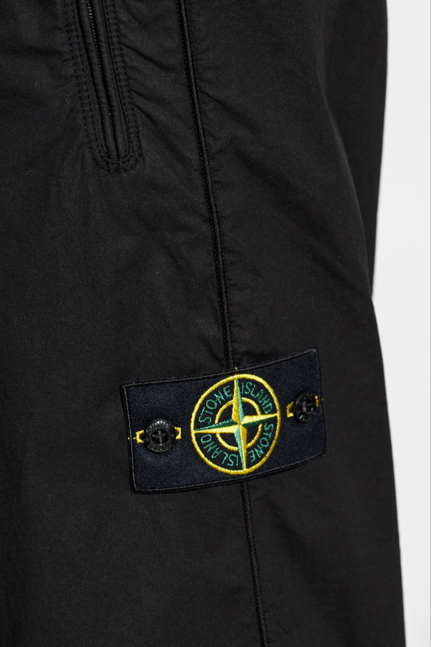 Stone Island BLACK Trousers with logo patch 5