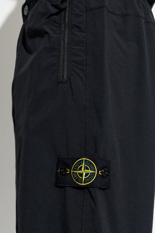 Stone Island BLACK Trousers with logo patch 5
