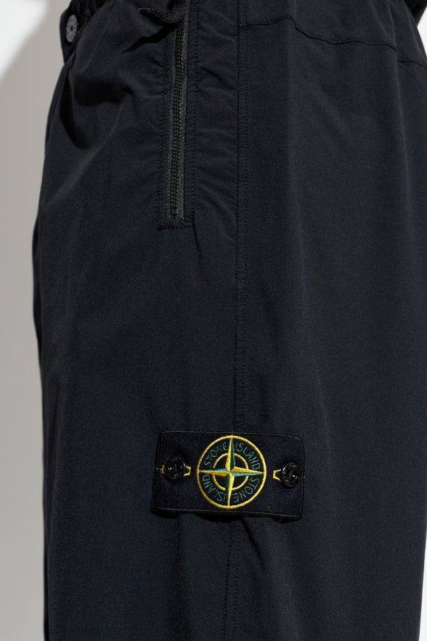 Stone Island BLACK Trousers with logo patch 5