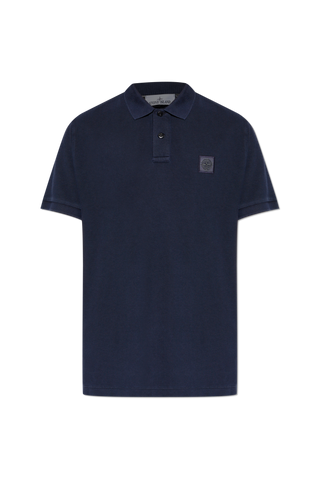 Stone Island NAVY BLUE Polo with logo patch 1