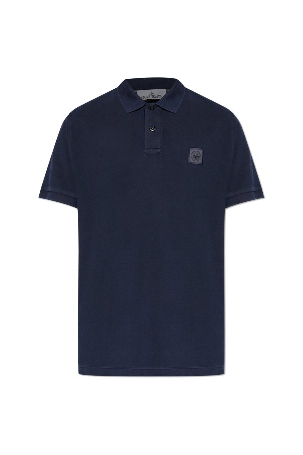 Stone Island NAVY BLUE Polo with logo patch 1