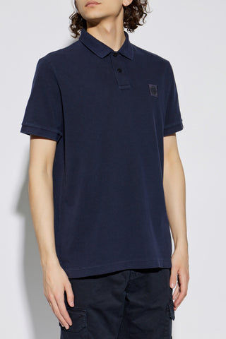 Stone Island NAVY BLUE Polo with logo patch 3