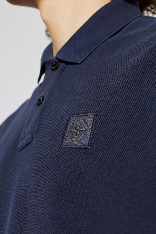 Stone Island NAVY BLUE Polo with logo patch 5