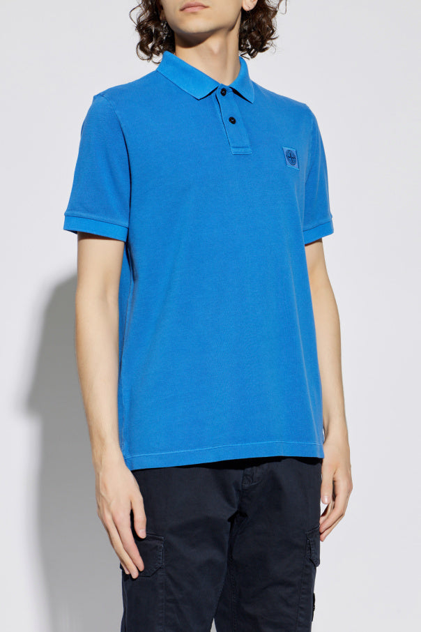 Stone Island BLUE Polo with logo patch 3