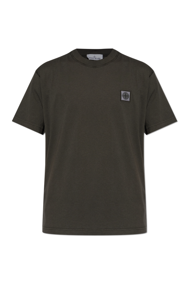 Stone Island BLACK T-shirt with logo patch 1