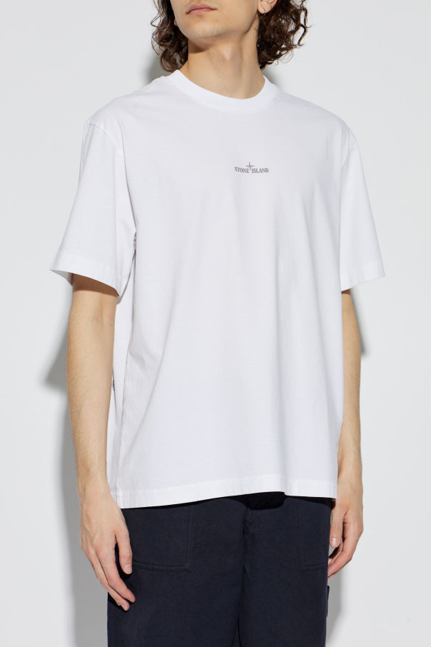 Stone Island WHITE T-shirt with printed logo 3