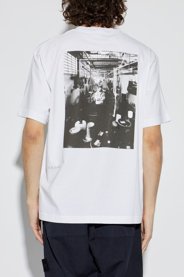 Stone Island WHITE T-shirt with printed logo 4