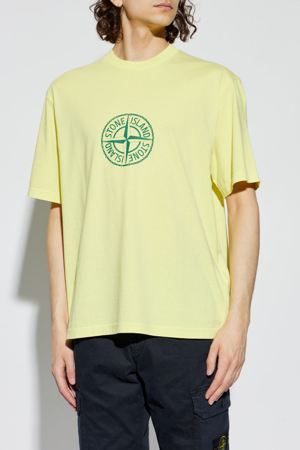 Stone Island YELLOW T-shirt with printed logo 3
