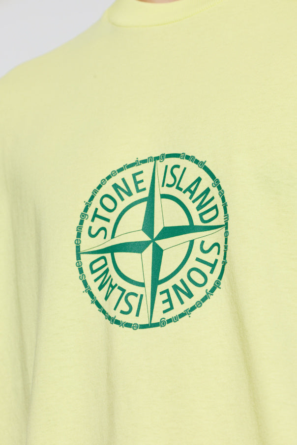 Stone Island YELLOW T-shirt with printed logo 5