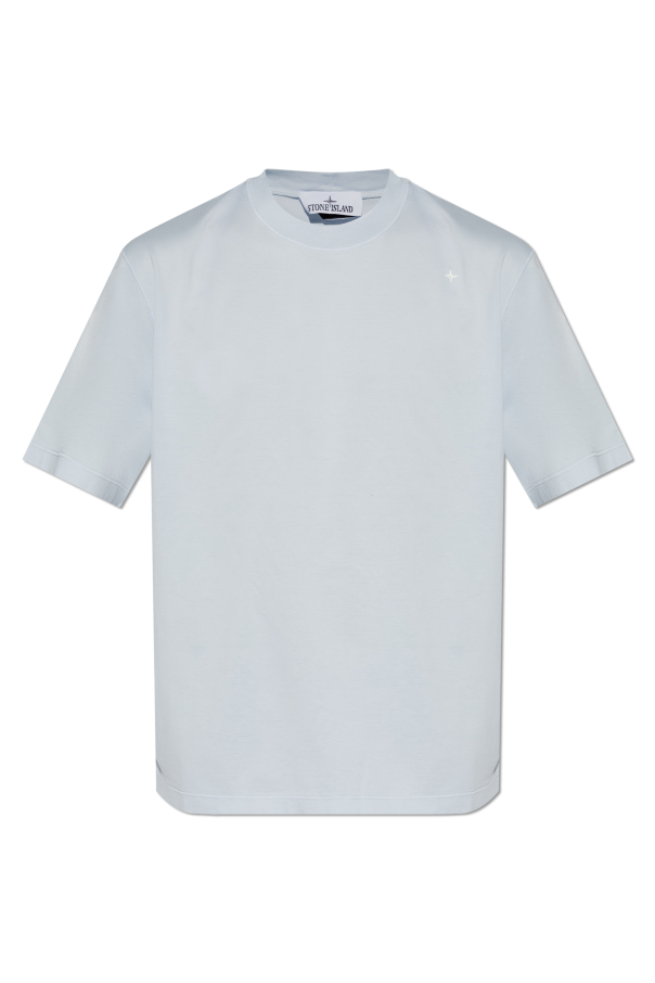 Stone Island light blue T-shirt with embroidered logo 1