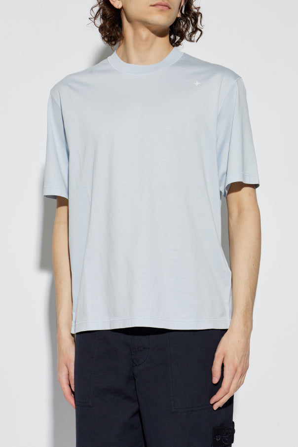 Stone Island light blue T-shirt with embroidered logo 3