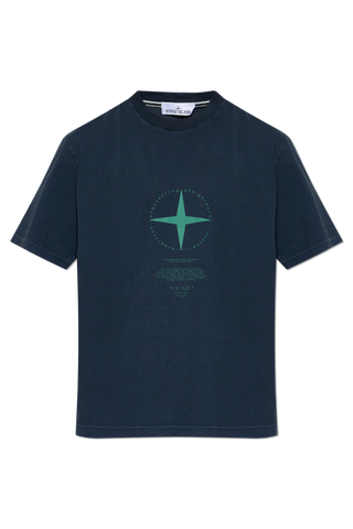Stone Island NAVY BLUE T-shirt with printed logo 1