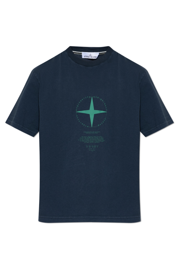 Stone Island NAVY BLUE T-shirt with printed logo 1