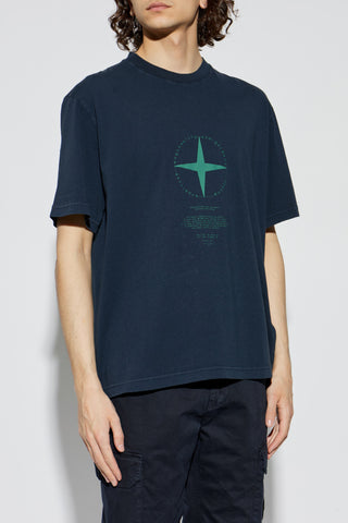 Stone Island NAVY BLUE T-shirt with printed logo 3