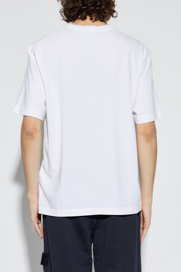 Stone Island WHITE T-shirt with printed logo 4