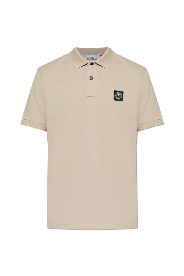 Stone Island beige Polo shirt with logo patch 1