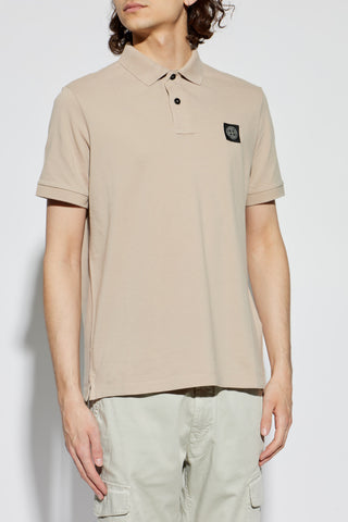 Stone Island beige Polo shirt with logo patch 3