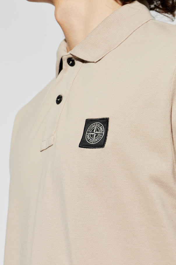 Stone Island beige Polo shirt with logo patch 5