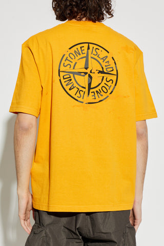 Stone Island ORANGE T-shirt with logo 4