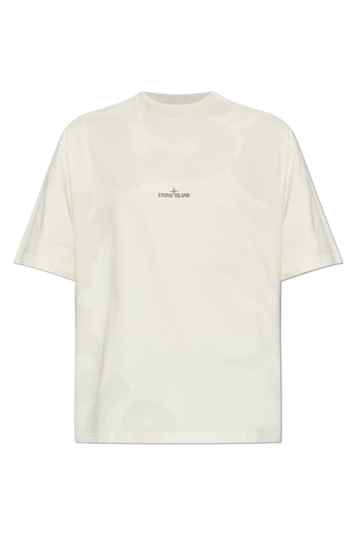 Stone Island cream T-shirt with printed logo 1