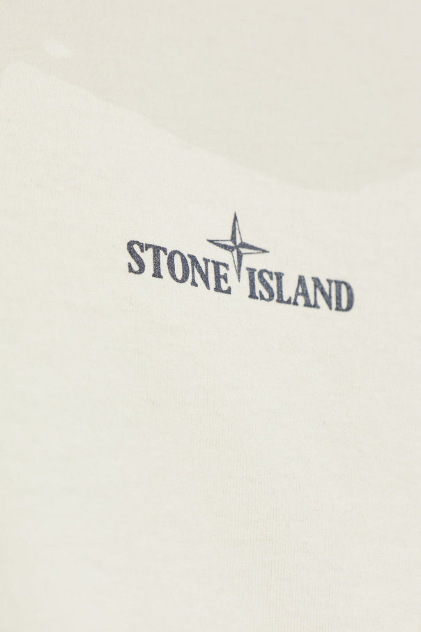 Stone Island cream T-shirt with printed logo 5