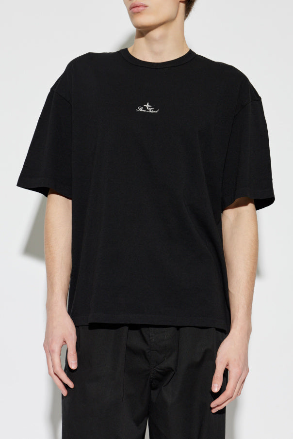 Stone Island BLACK T-shirt with embroidered logo 3