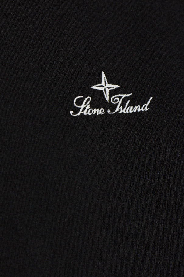 Stone Island BLACK T-shirt with embroidered logo 5