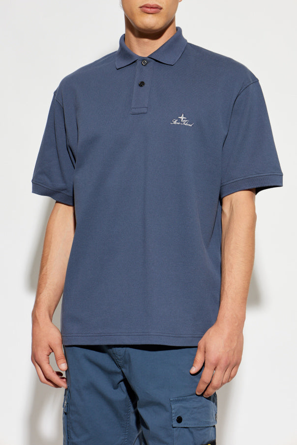 Stone Island NAVY BLUE Polo with logo 3