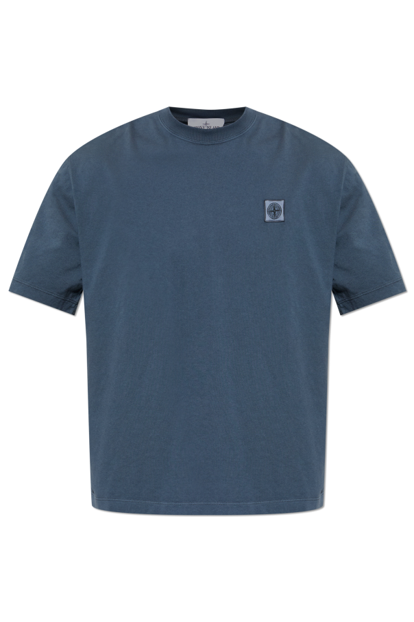 Stone Island NAVY BLUE T-shirt with logo patch 1