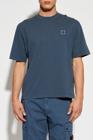 Stone Island NAVY BLUE T-shirt with logo patch 3
