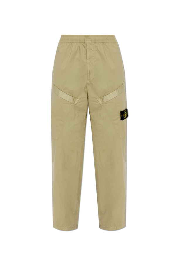 Stone Island GREEN Trousers with logo patch 1